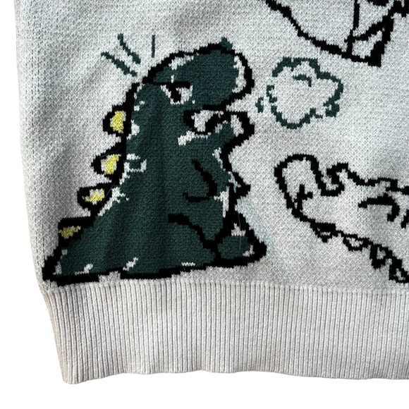 Aelfric Eden Dinosaur Cartoon Pattern Knit Sweater Men’s Small - Picture 2 of 6